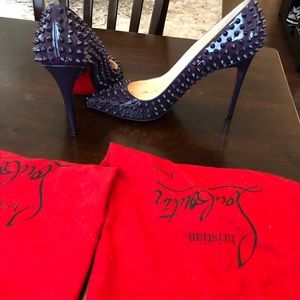 Christian Louboutin deep purple spiked pumps ❤️❤️